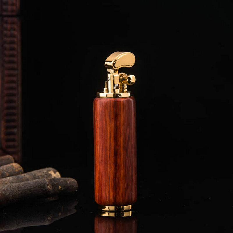Vintage Collectible Lighters - Vintage Wood & Gold Trench Lighter,