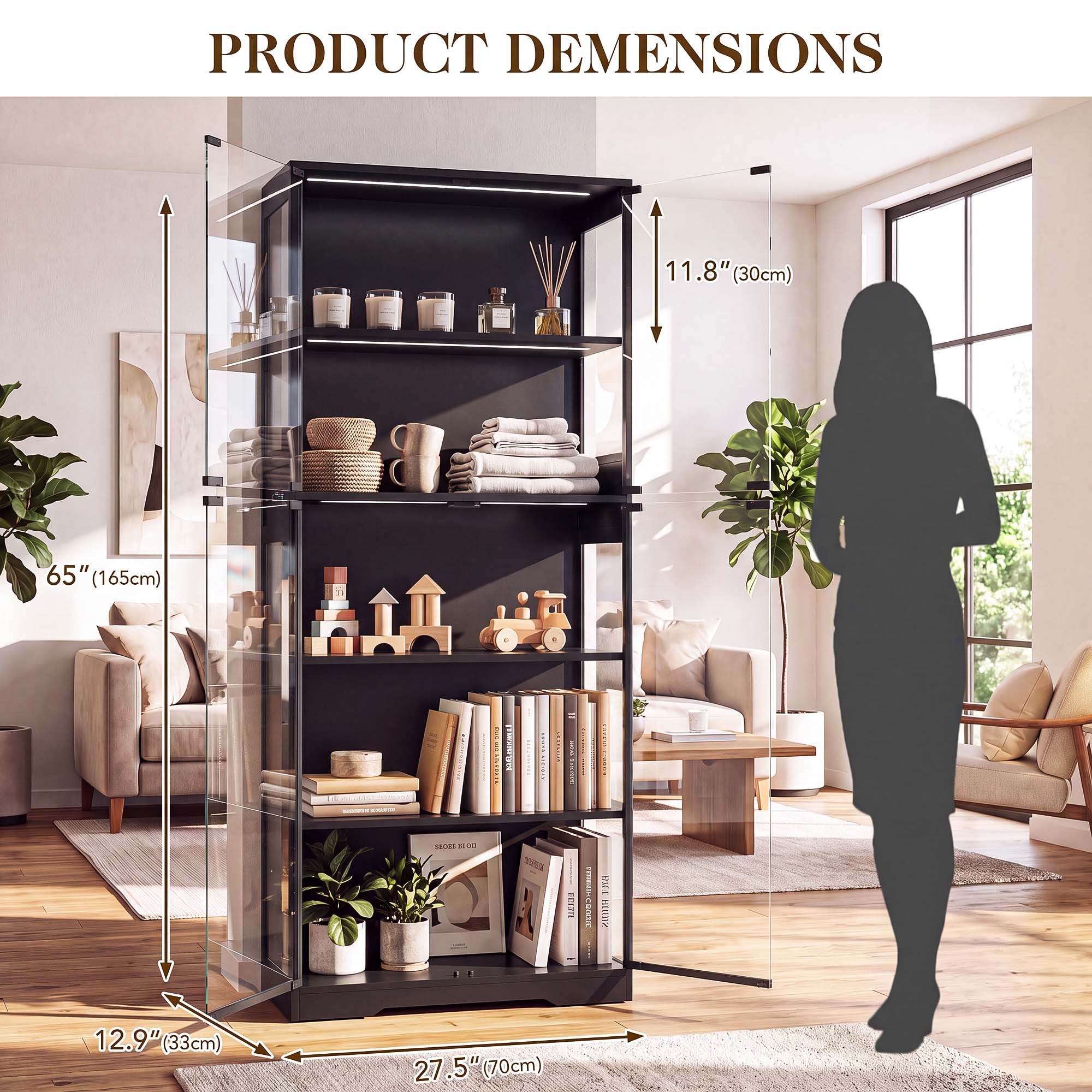 TCGBKAF 5‑Tier Display Cabinet - Collectible & Vintage Dolls For Wedding recension och pris