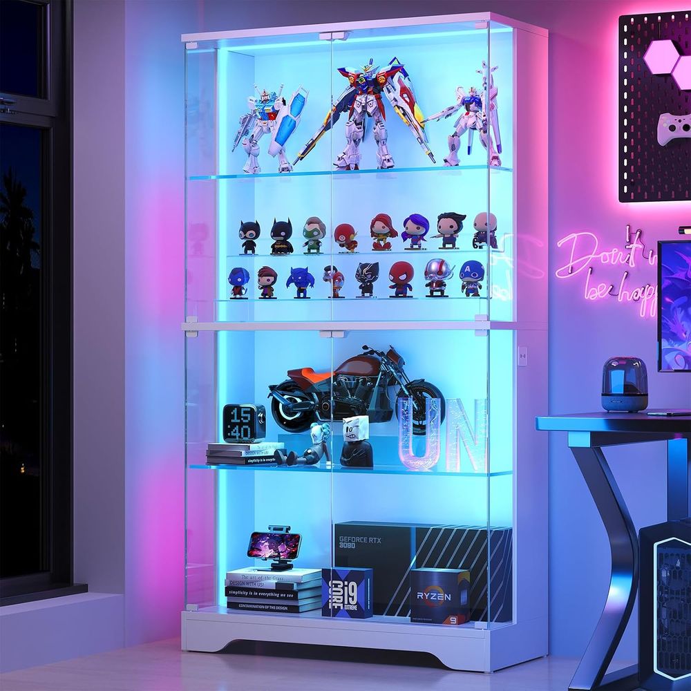 4-Tier Glass Display Cabinet w - Collectible & Vintage Dolls For Wedding recension och pris
