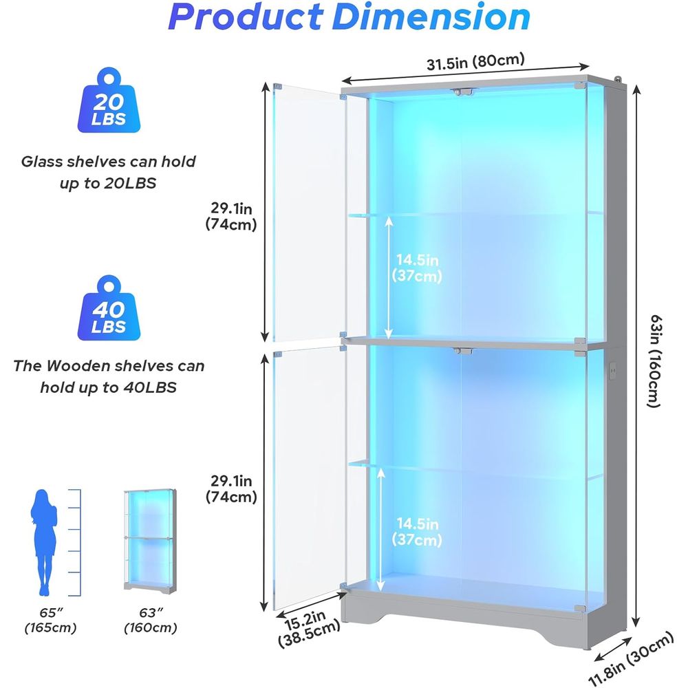 4-Tier Glass Display Cabinet w - Collectible & Vintage Dolls For Wedding recension och pris