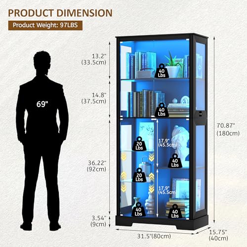 71” Glass Display Cabinet with - Collectible & Vintage Dolls For Wedding recension och pris